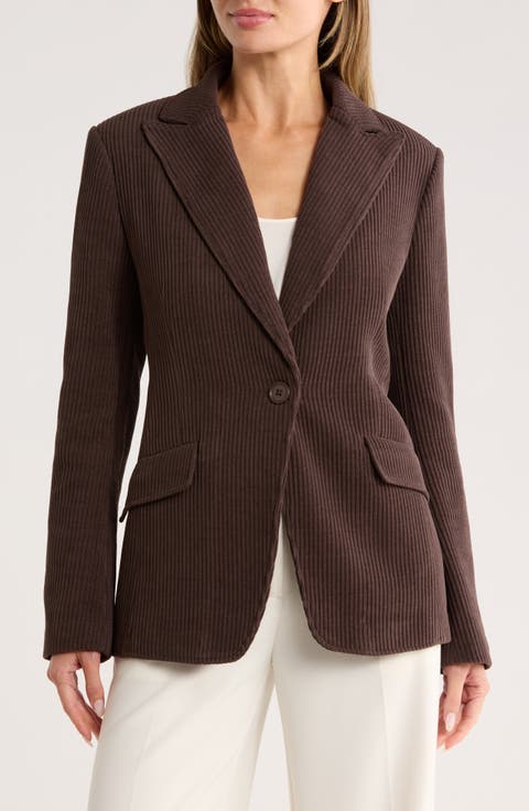 One-Button Corduroy Blazer