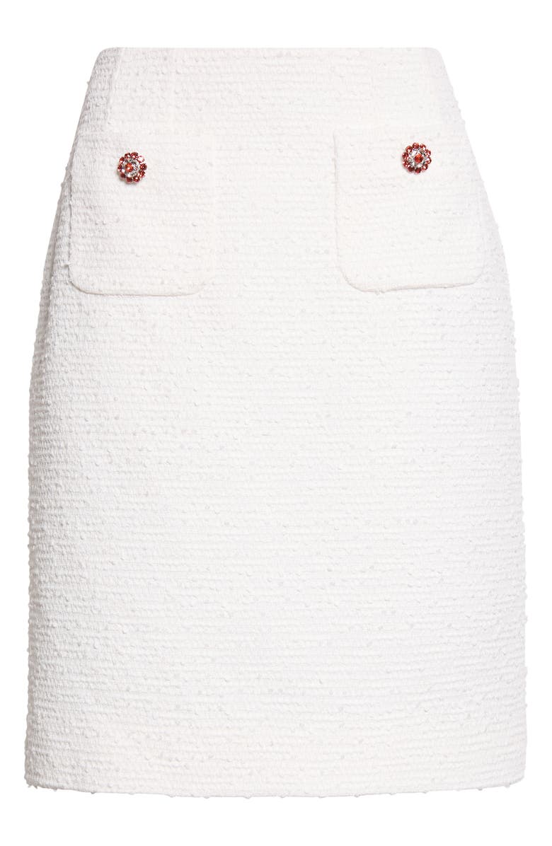 Dolce&Gabbana Jewel Button A-Line Rachel Tweed Skirt, Main, color, W0001 Bianco Naturale