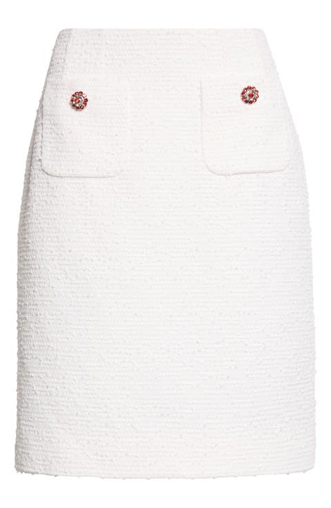 Jewel Button A-Line Rachel Tweed Skirt