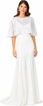 LARA New York Beaded Faux-Wrap V-Neck Bridal Gown