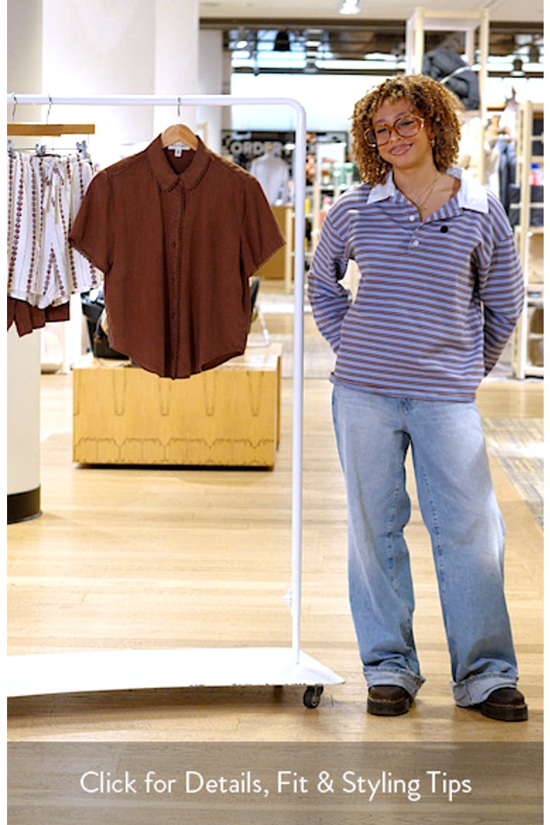 Picot Trim Short Sleeve Button-Up Shirt video