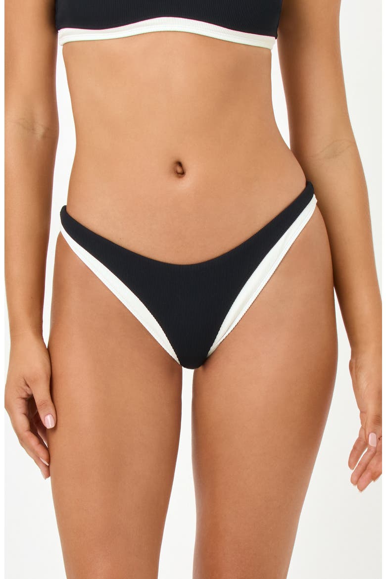 Alex Stripe Full Coverage Swim Bottoms, Main, color, BLACK/ CREAM