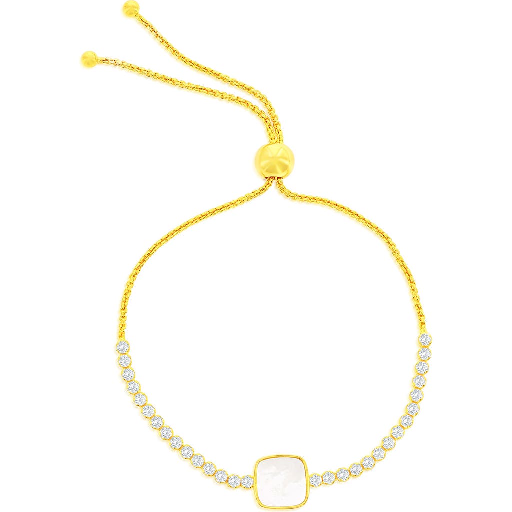 Simona Mother-of-pearl & Cubic Zirconia Slider Bracelet In Gold