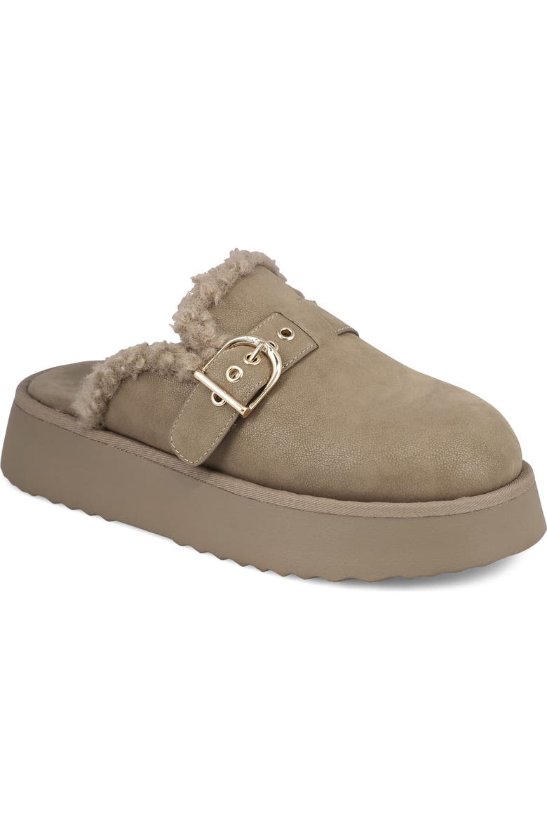 MIA Sugary Faux Shearling Platform Mule, Main, color, Taupe