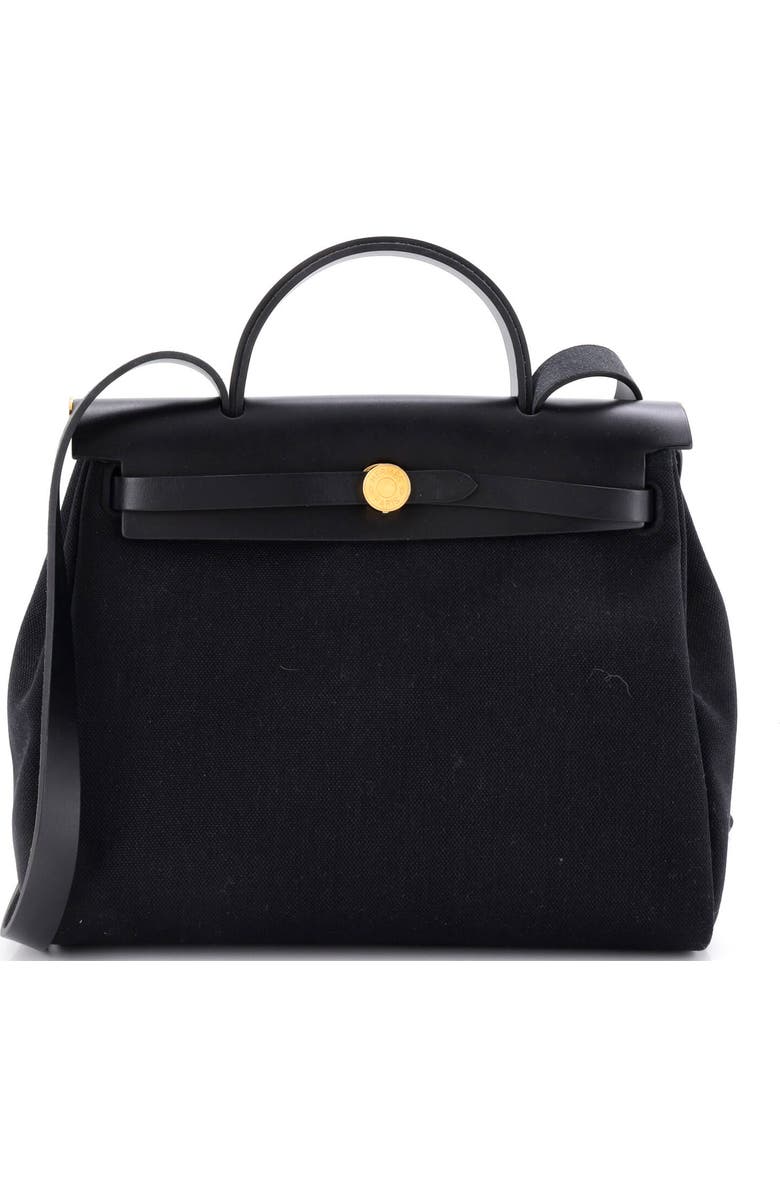 Pre-Owned Hermes Herbag Zip Leather and Toile 31, Main, color, Noir