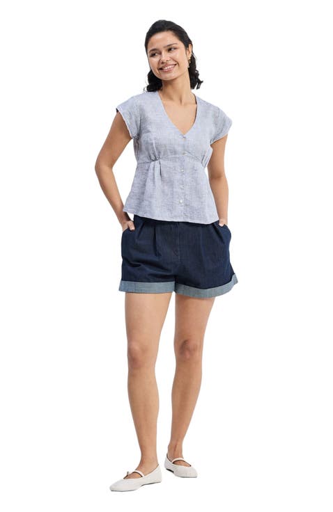 Deep V-neck Short Top