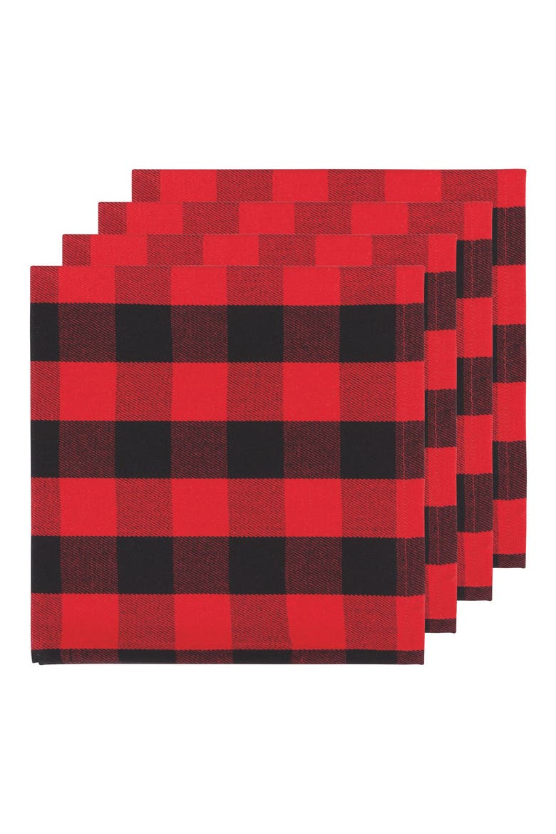 Set of 4 Buffalo Check Napkins, Main, color, RED BUFFALO CHECK