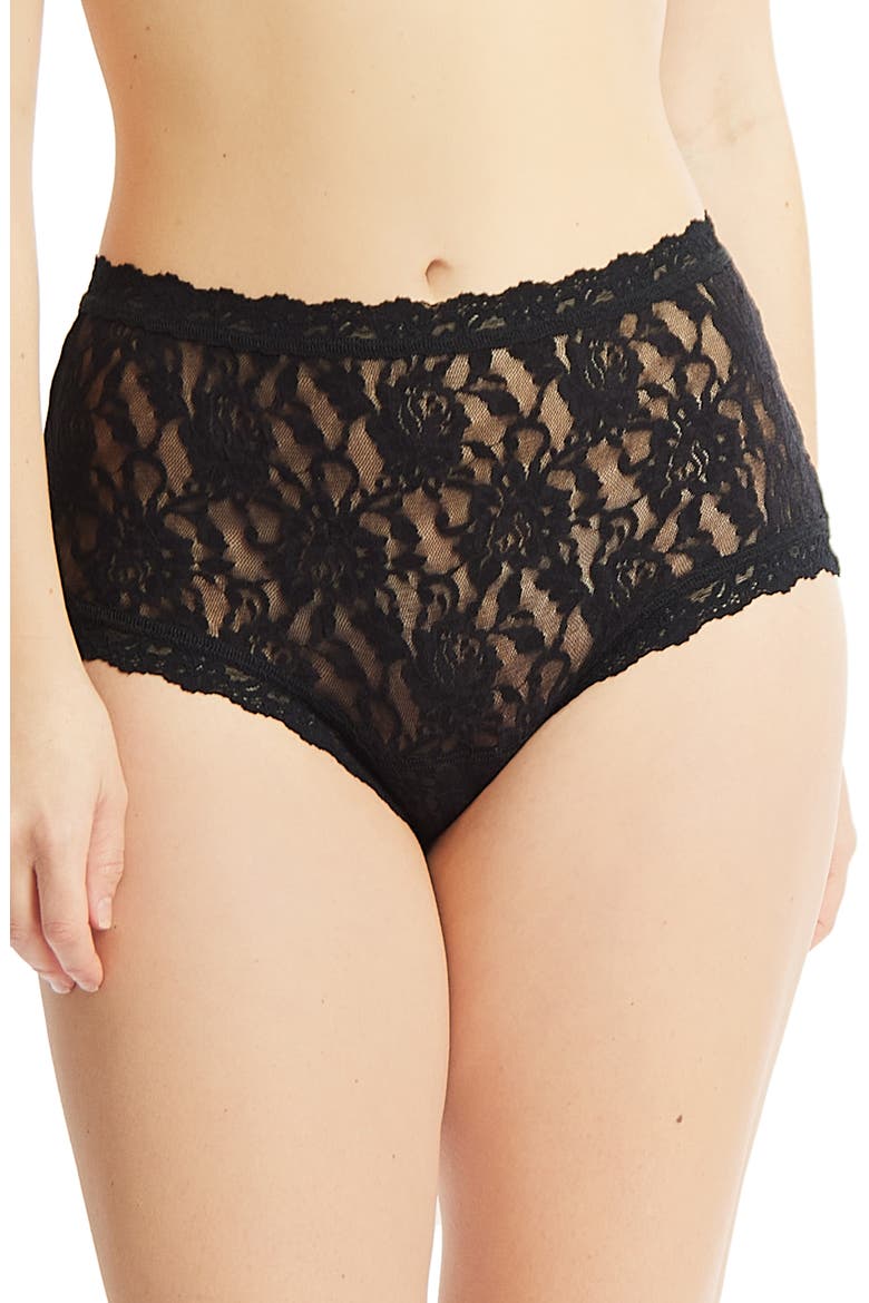 Signature Lace High Waist Boyshorts, Main, color, BLACK