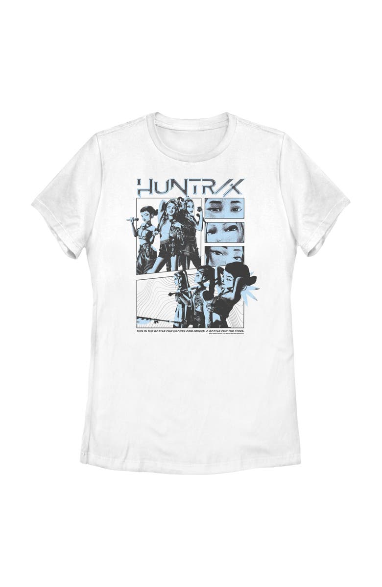 KPop Demon Hunters Women's KPop Demon Hunters A Battle For The Fans  Graphic T-Shirt, Main, color, White