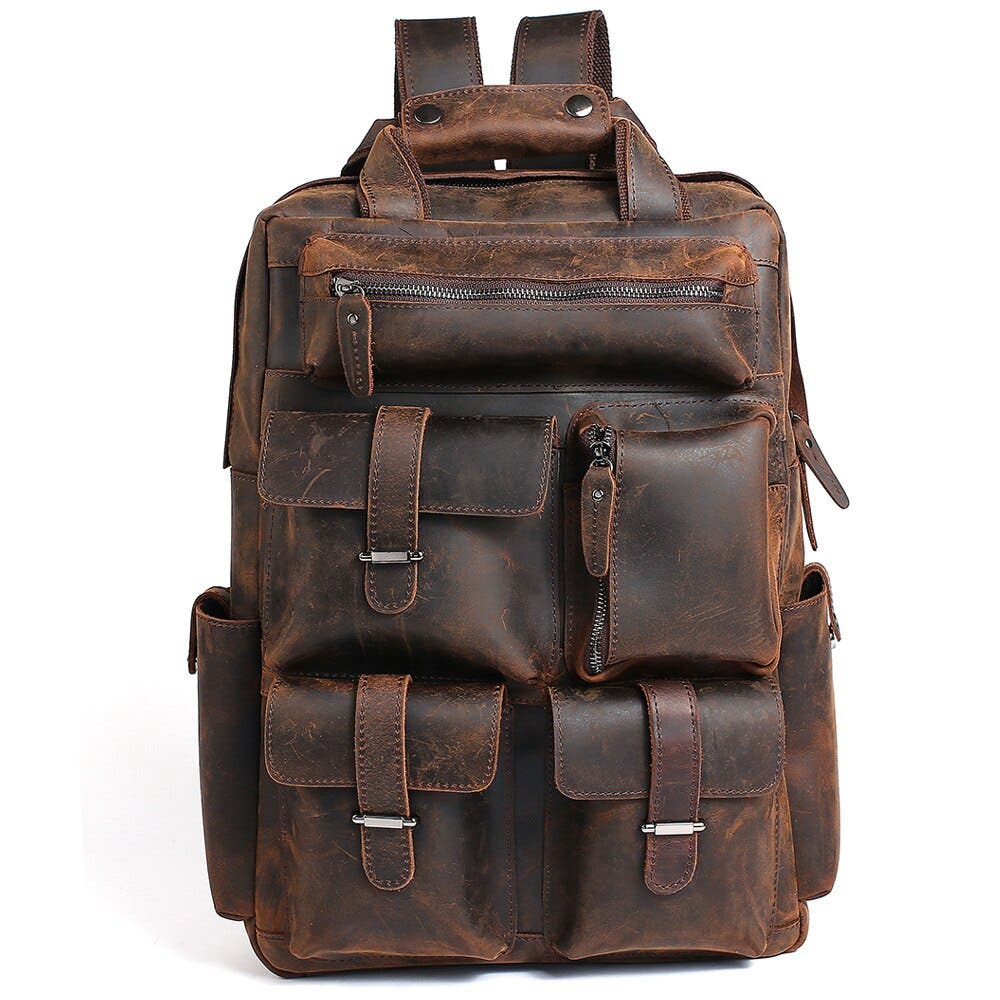 STEEL HORSE LEATHER The Shelby Backpack | Handmade Genuine Leather Backpack, Main, color, Dark Brown