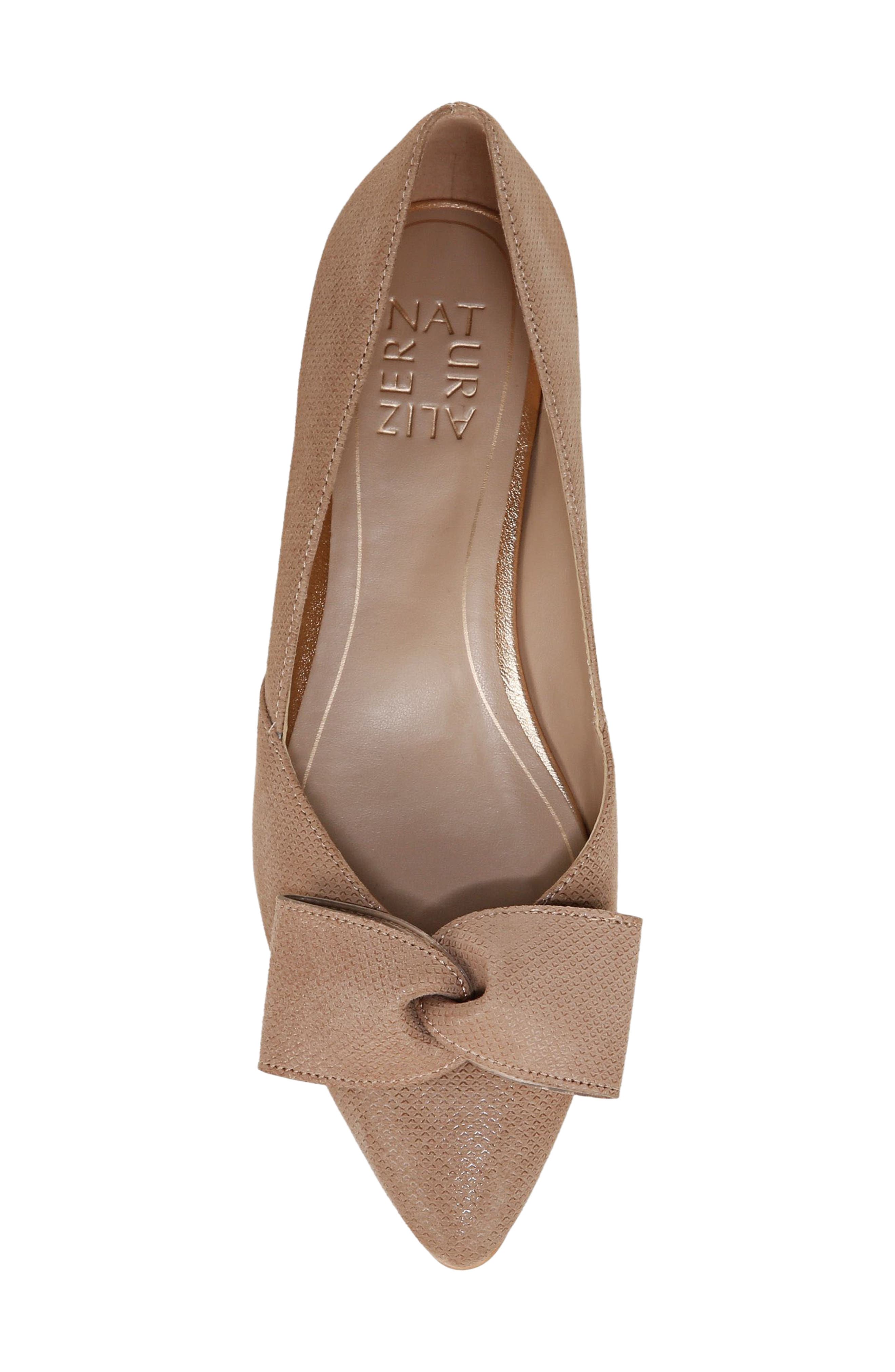 Havana Bow Pointed Toe Flat, Alternate, color, TAUPE