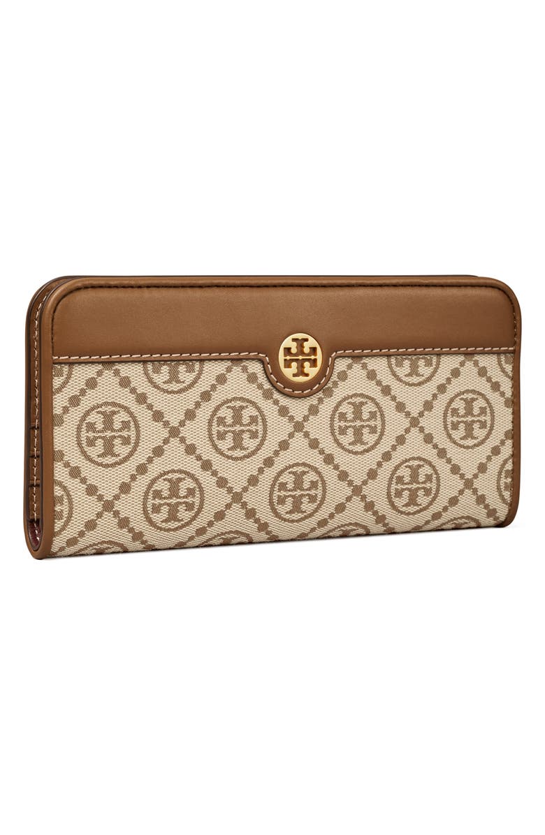 Tory Burch T Monogram Jacquard Slim Zip Wallet, Alternate, color, 