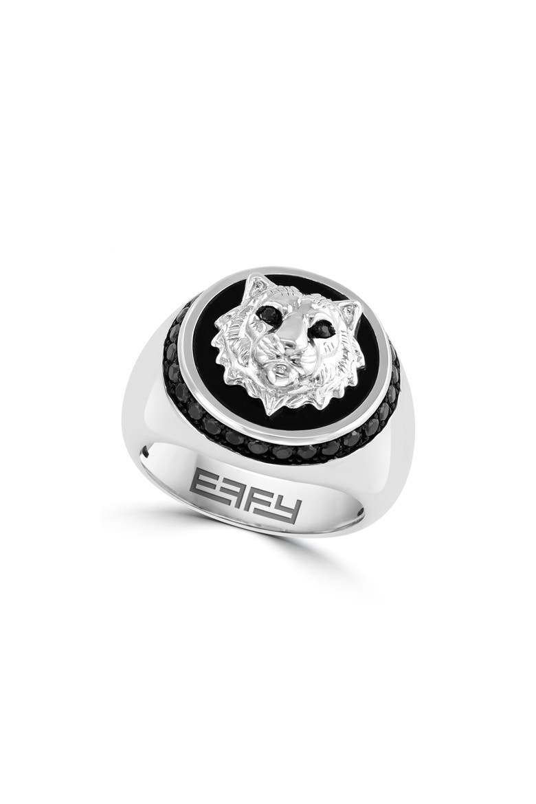 Black Spinel & Onyx Lion Ring, Main, color, BLACK