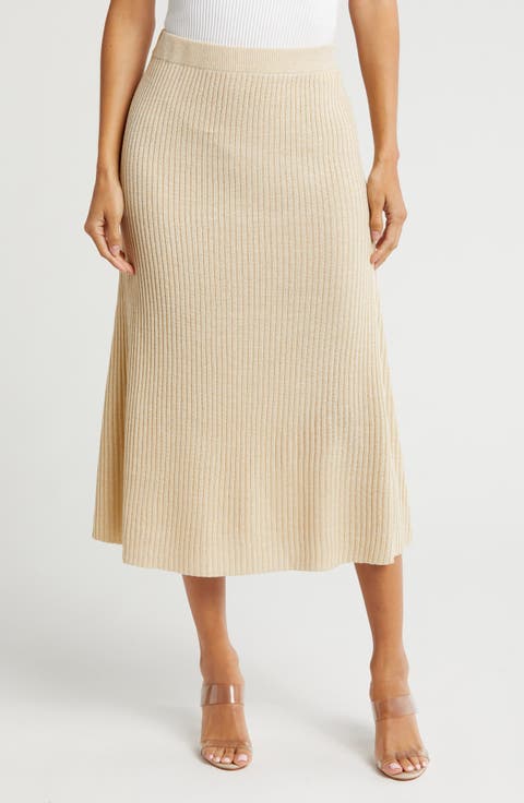 Ribbed A-Line Sweater Skirt