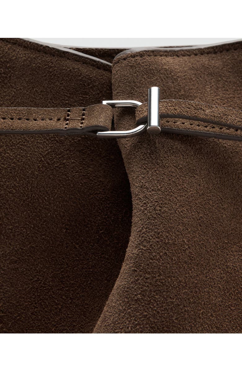 MANGO Suede Buckle Bucket Bag, Alternate, color,