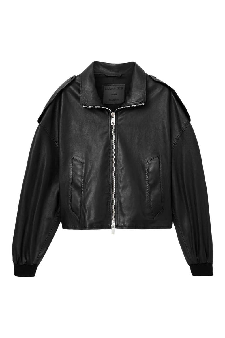 Lowden Leather Jacket, Alternate, color, BLACK