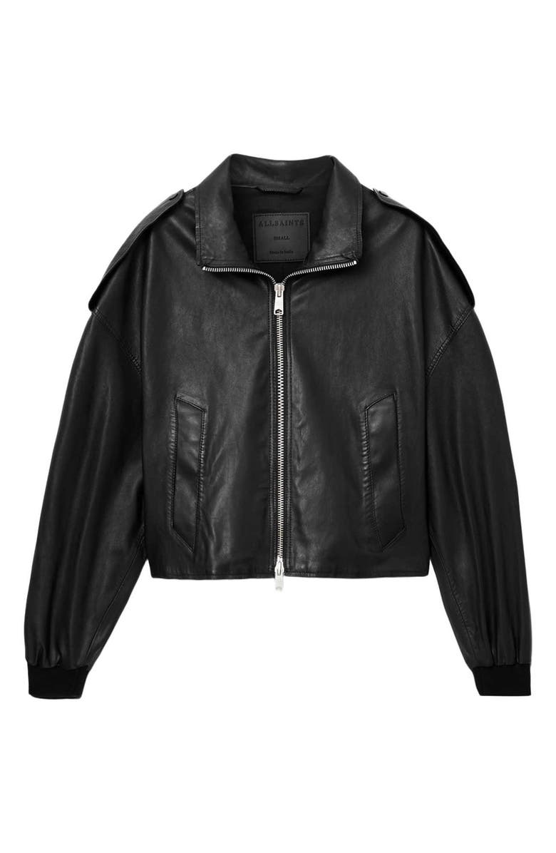 AllSaints Lowden Leather Jacket, Alternate, color, Black