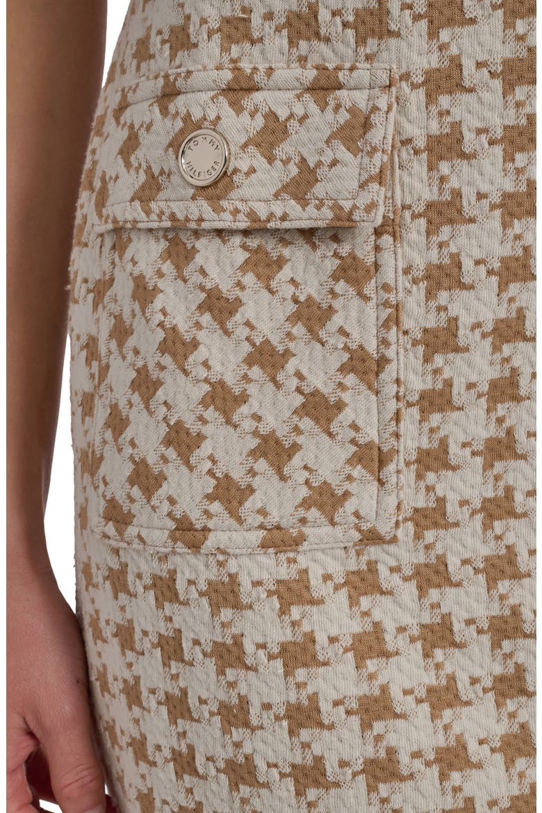 Cap Sleeve Houndstooth Sheath Dress, Alternate, color, TANNIN/WHT