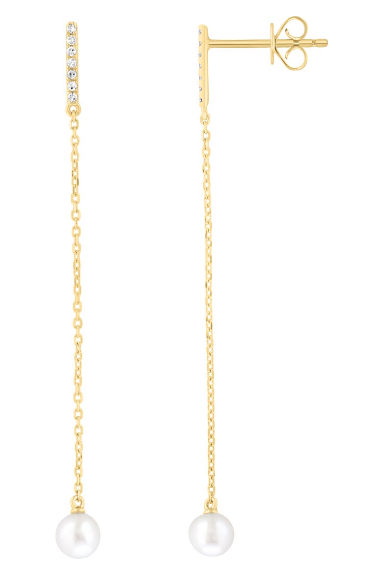 Diamond & Freshwater Pearl Drop Earrings, Alternate, color, WHITE