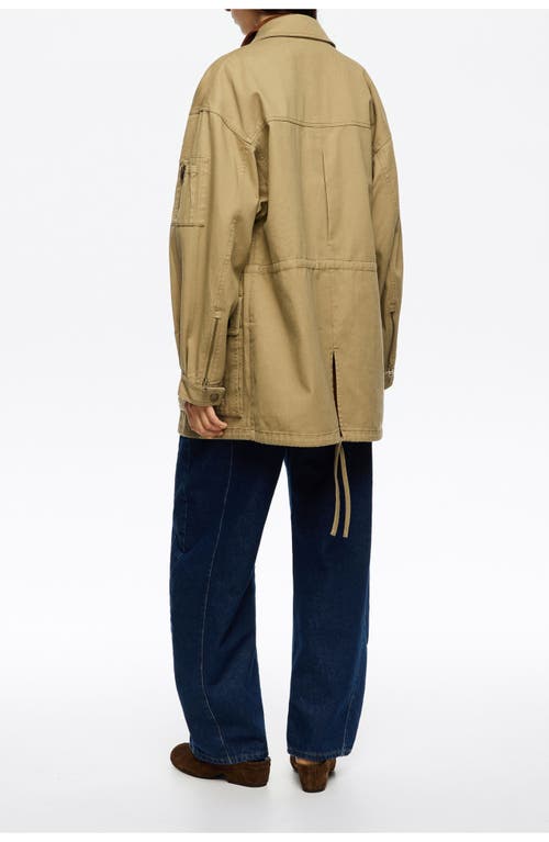 Bimba Y Lola Cotton Drawstring Waist Jacket In Brown