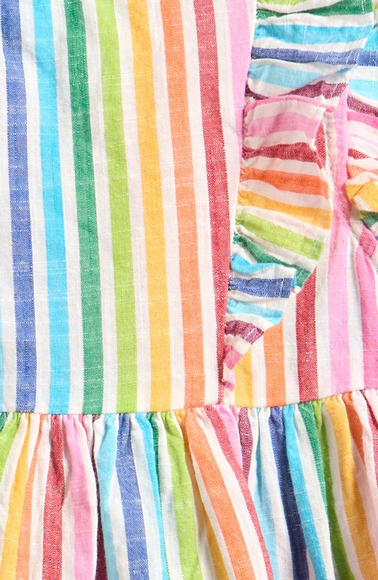 NEXT Kids' Rainbow Stripe Flutter Sleeve Dress, Alternate, color, Multi