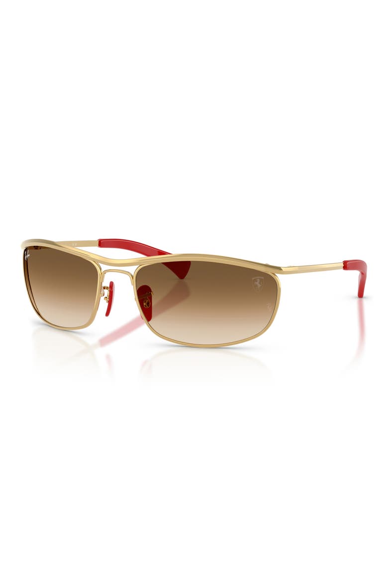 x Ferrari 62mm Oversize Gradient Oval Sunglasses, Alternate, color, GOLD / CLEAR GRADIENT BROWN
