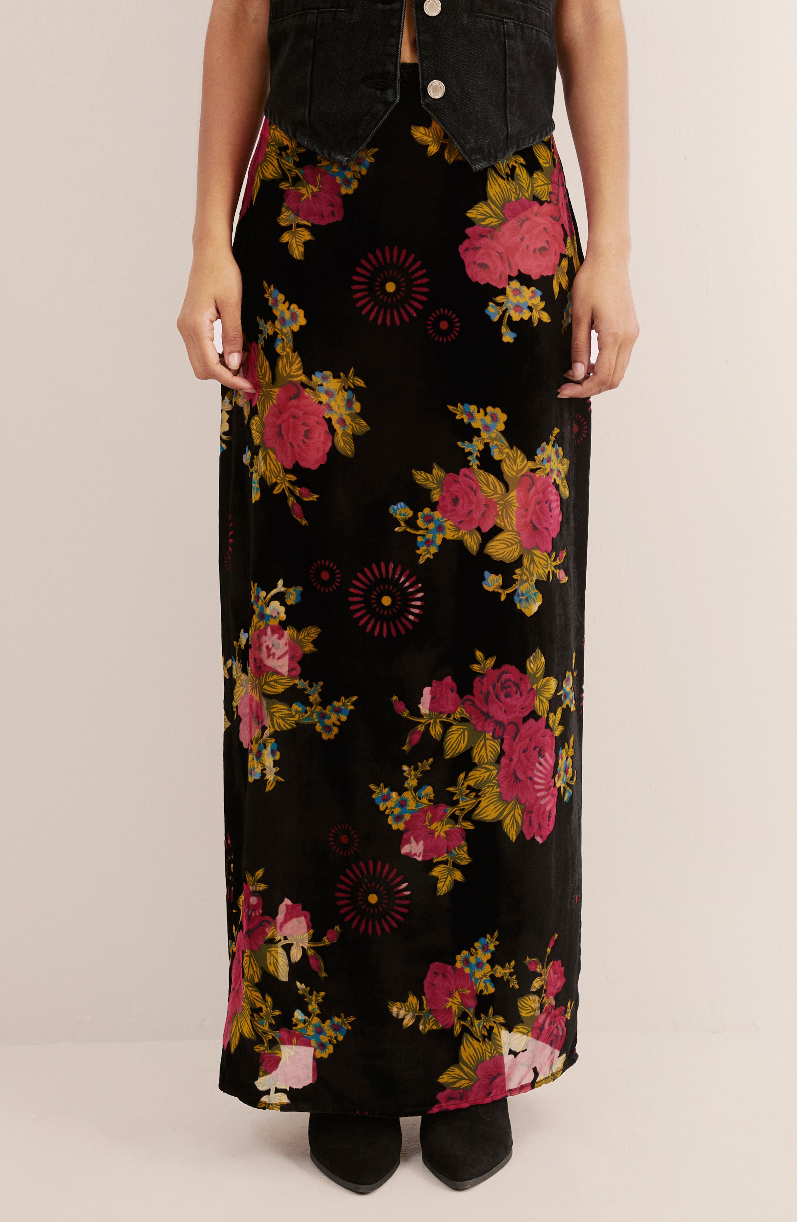 NASTY GAL Floral Devore Maxi Skirt