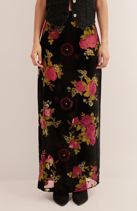 Floral Devore Maxi Skirt