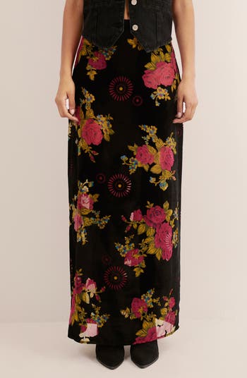 NASTY GAL Floral Devore Maxi Skirt Nordstromrack