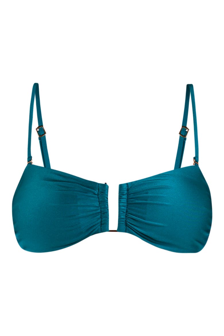 Krysta Metallic Bandeau Bikini Top, Alternate, color, VIRIDIAN