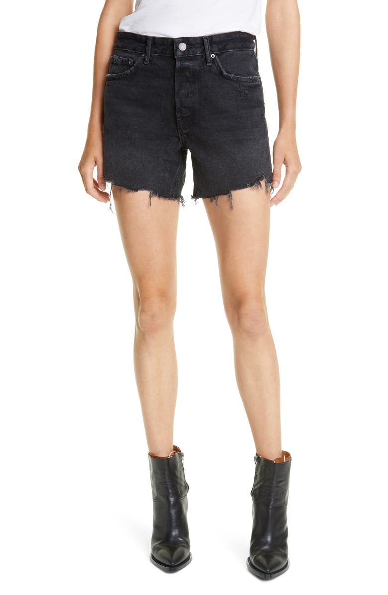 GRLFRND Jourdan Distressed High Waist Cutoff Denim Shorts, Main, color,