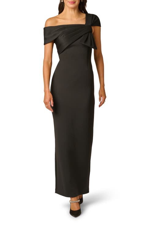 Bow Neckline Scuba Column Gown