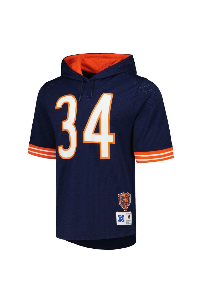 Men's Mitchell & Ness Walter Payton Navy Chicago Bears Retired Player Name & Number Mesh Hoodie T-Shirt, Alternate, color, Navy