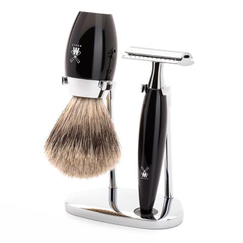 Kosmo Black 3-Piece Fine Badger & Safety Razor Shaving Set