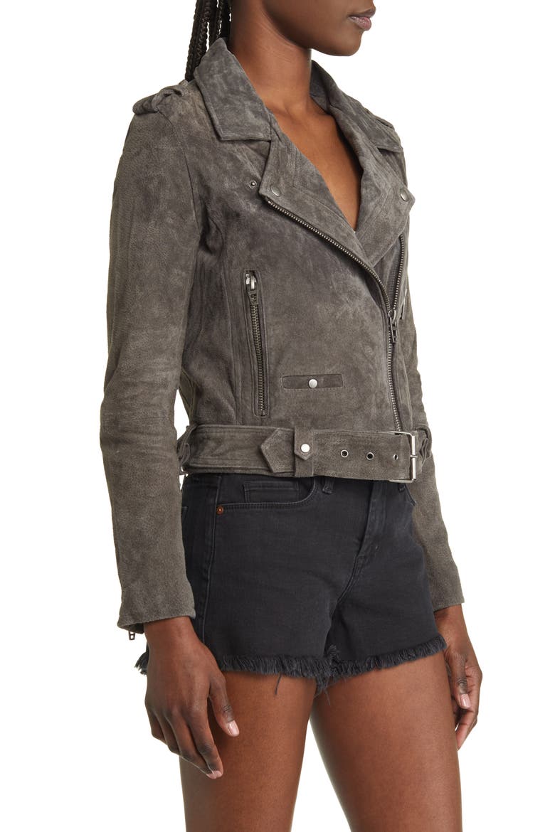 Suede Moto Jacket, Alternate, color, FRENCH GREY