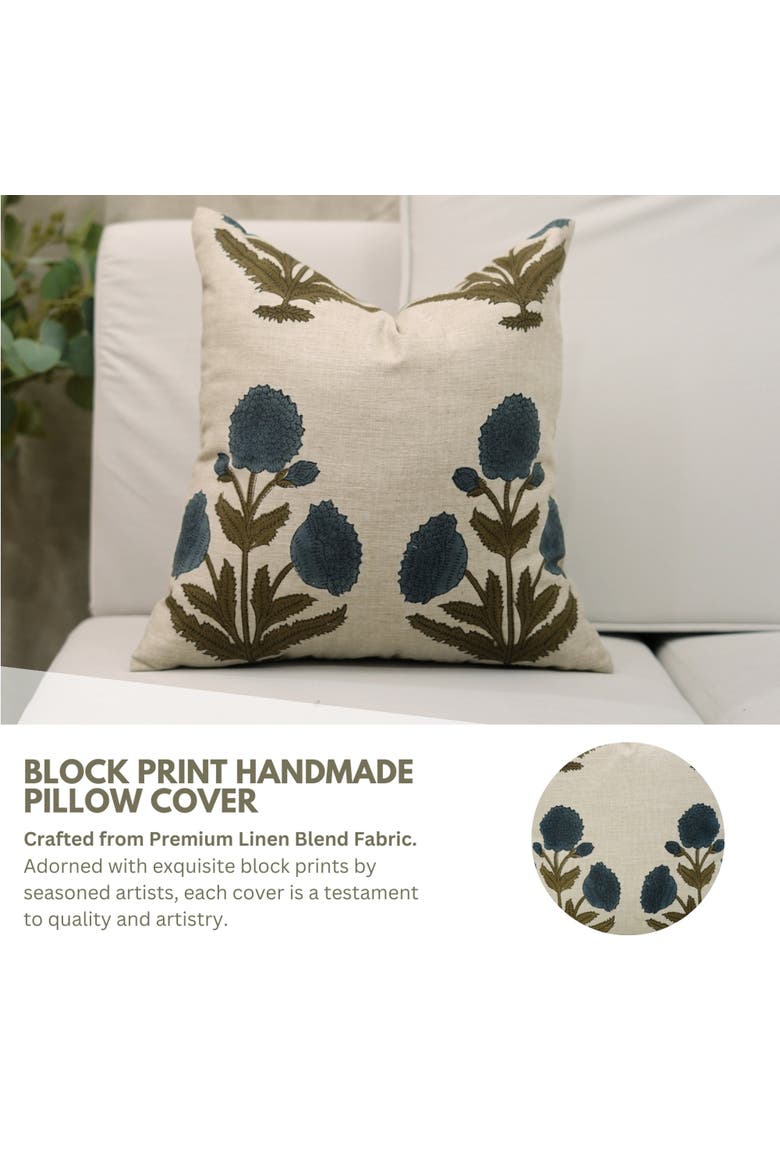 Badshah Bohemian Block Design Pillow Cover, Alternate, color, Blue