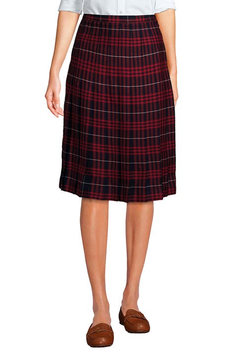 School Uniform  Plaid Pleated Skirt Below the Knee