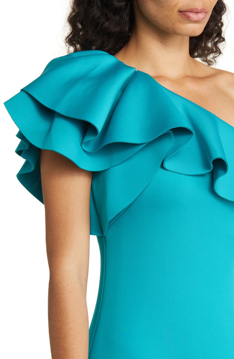 Eliza J Ruffle One Shoulder Bodycon Gown, Alternate, color, 