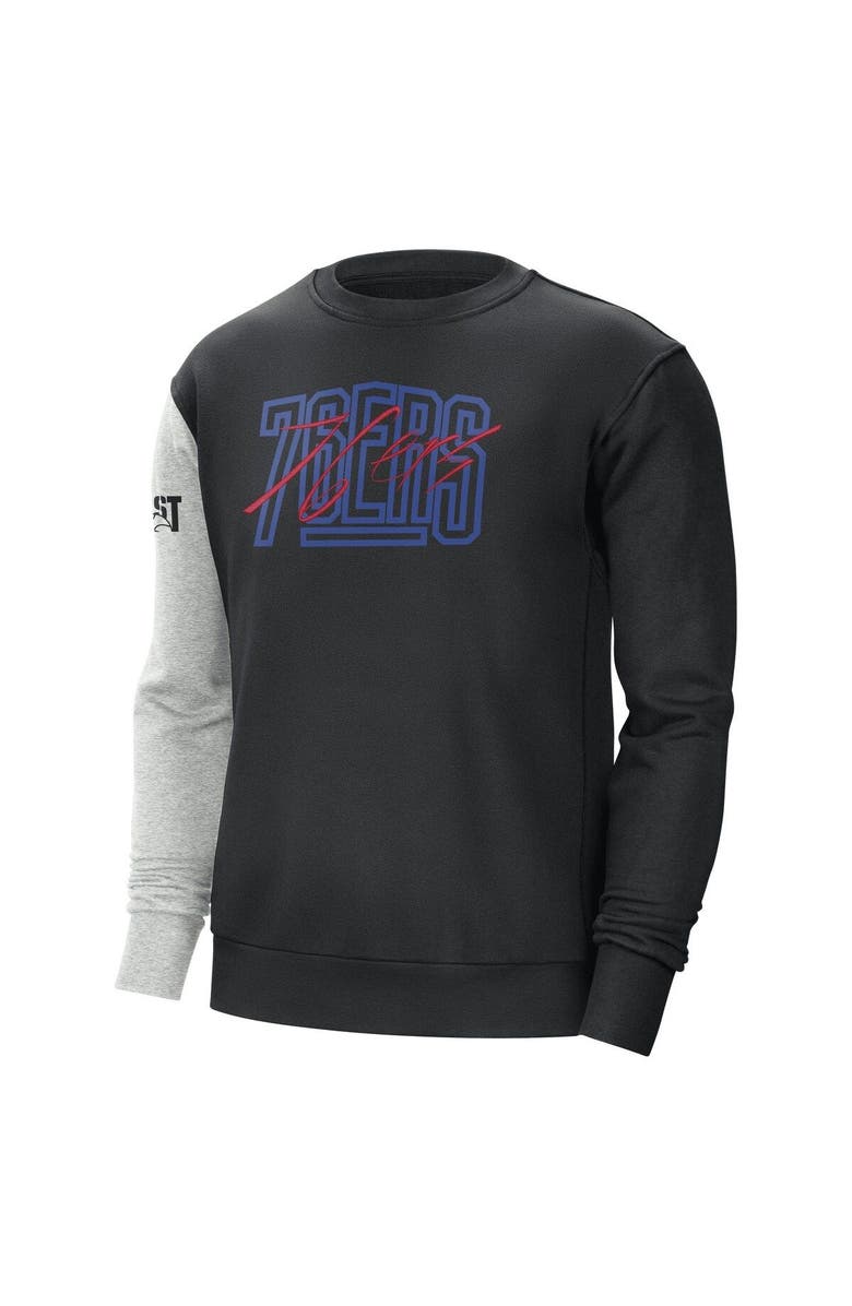 Nike Men's Nike Black/Heather Gray Philadelphia 76ers Courtside Versus Force & Flight Pullover Sweatshirt, Alternate, color, Black