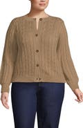Lands' End Drifter Classic Cable Crew Neck Cardigan Sweater