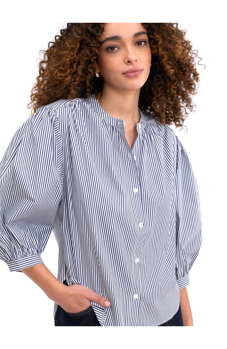 Rebecca Taylor Joselene Poplin Blouse, Alternate, color, Navy Stripe