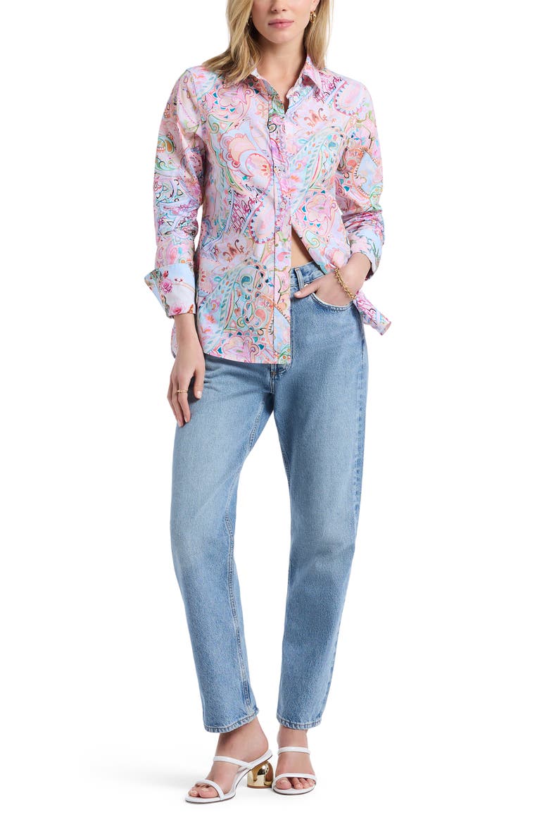 Priscilla Long Sleeve Woven Shirt, Alternate, color, PINK MULTI