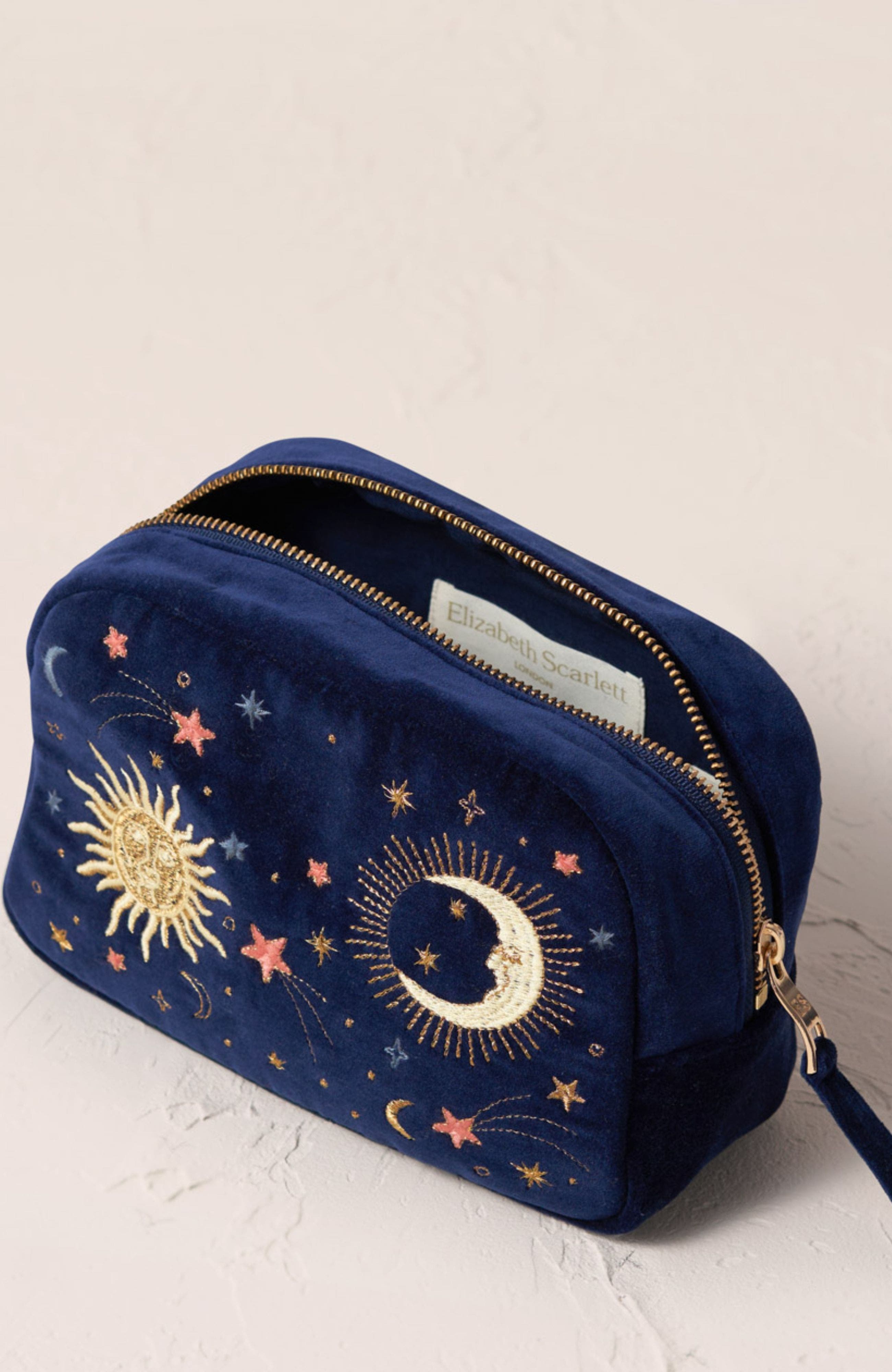 Celestial Velvet Makeup Bag, Alternate, color, Navy