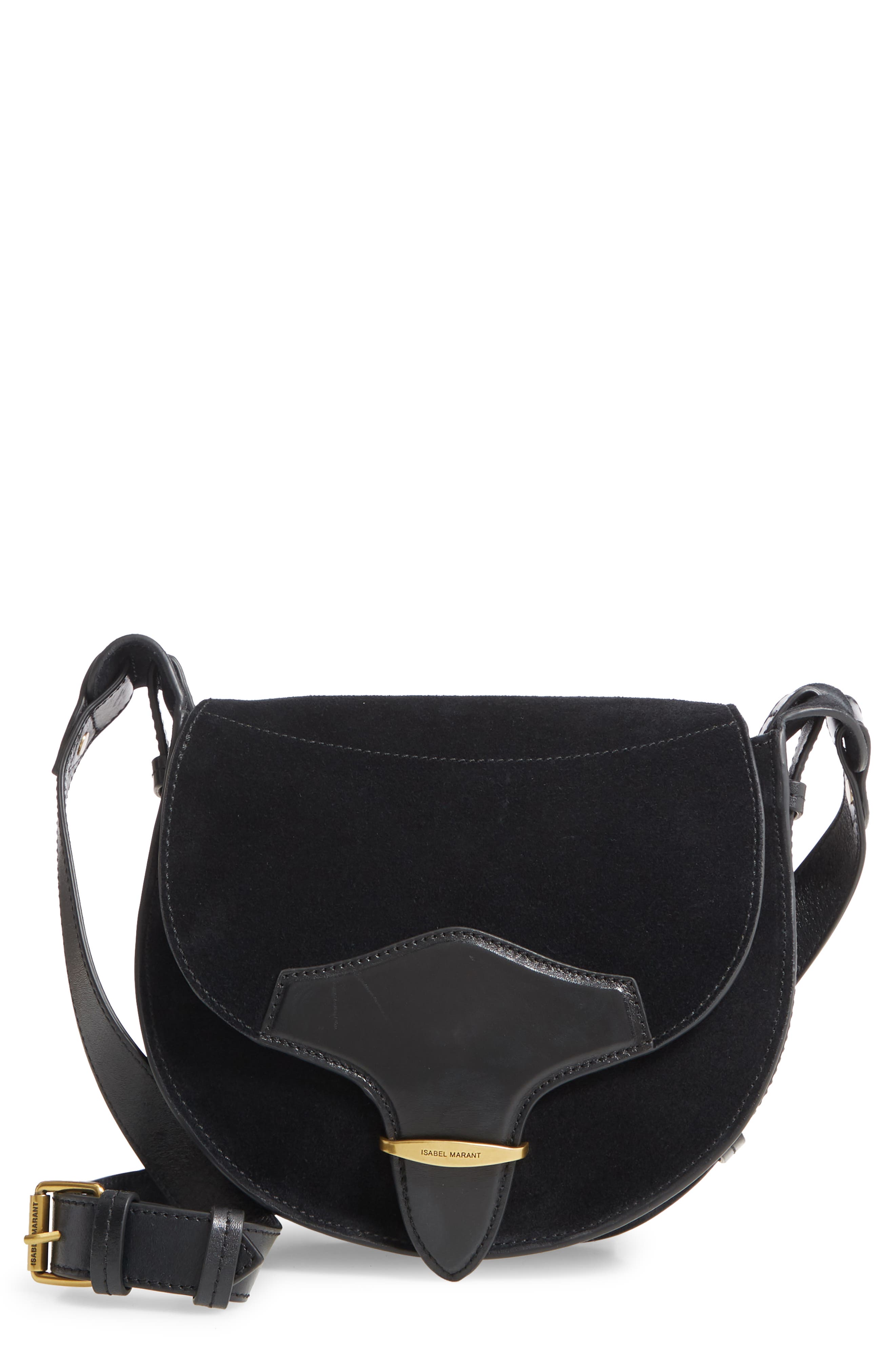 Isabel Marant Botsy Calfskin Suede Shoulder Bag, Main, color, 