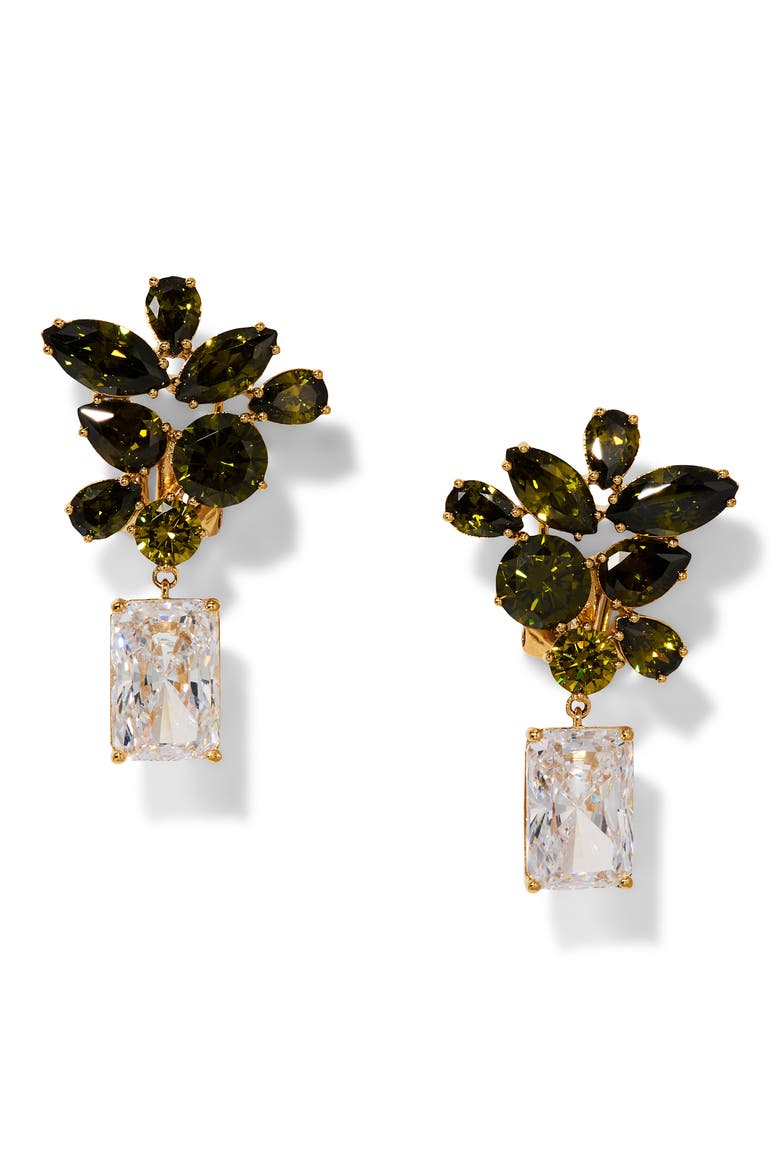 Bonne Anne Cubic Zirconia Cluster Drop Earrings, Main, color, GOLD