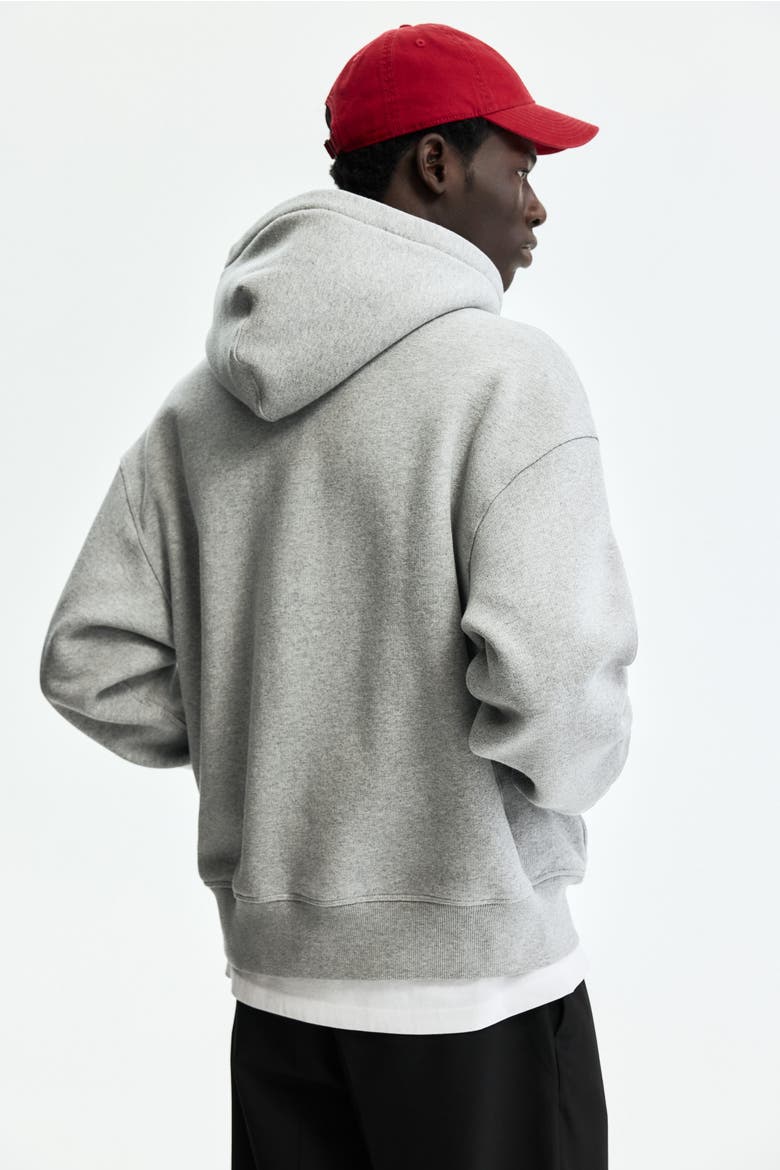 Oversized Fit Printed Zip-through Hoodie, Alternate, color, Gray melange/SoHo NYC