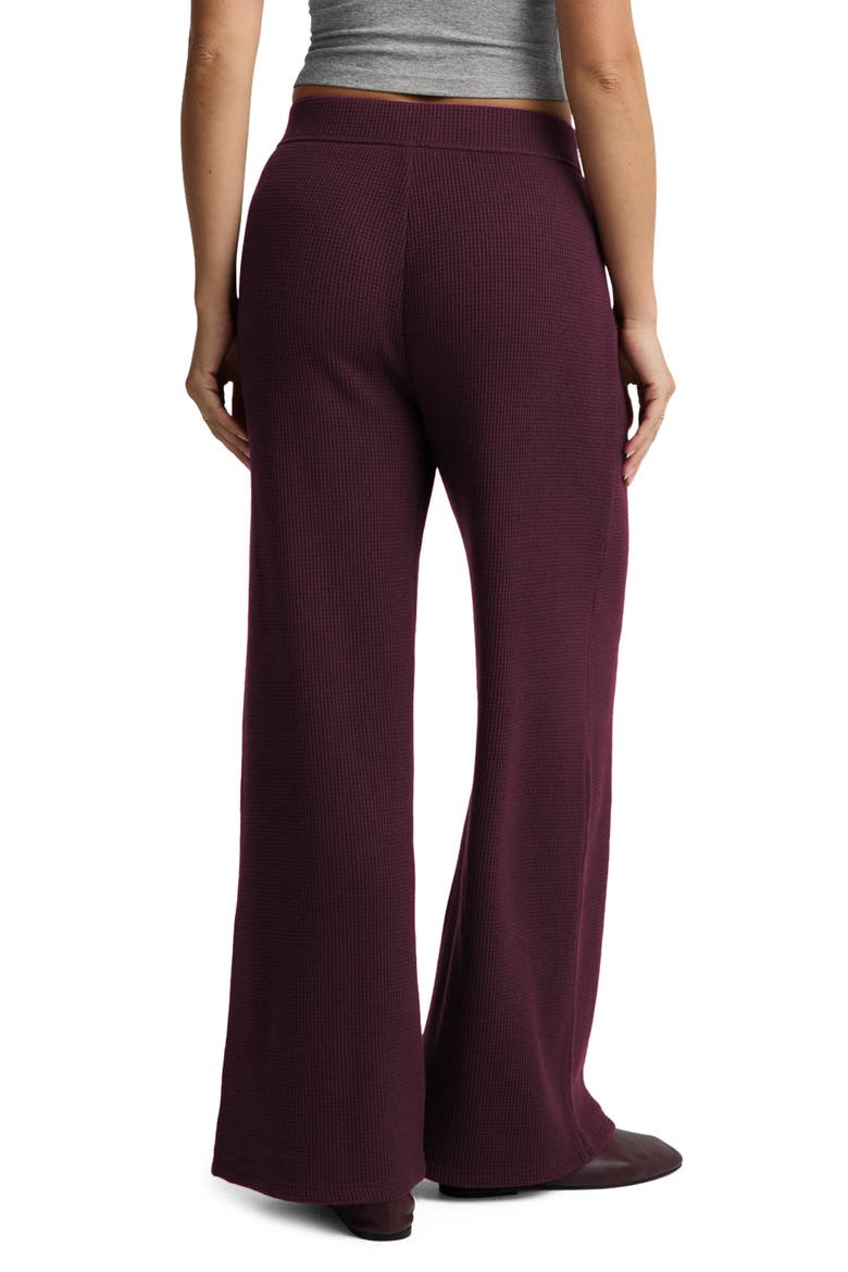 Rest Day Waffle Wide Leg Pants, Alternate, color, CABERNET