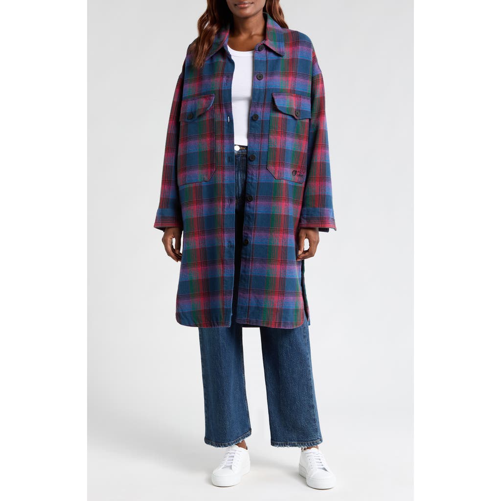 Picture Organic Clothing Sotola Plaid Recycled Cotton Fleece Coat in Plaid Dill