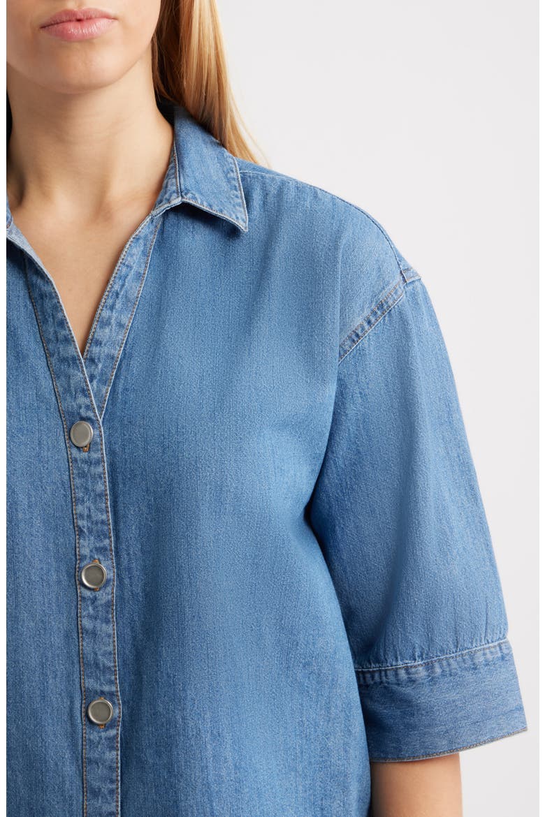 Kindell Cotton Denim Button-Up Shirt, Alternate, color, MEDIUM WASH