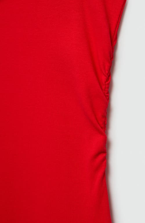 MANGO MANGO SIDE RUCHED RIB MIDI TANK DRESS